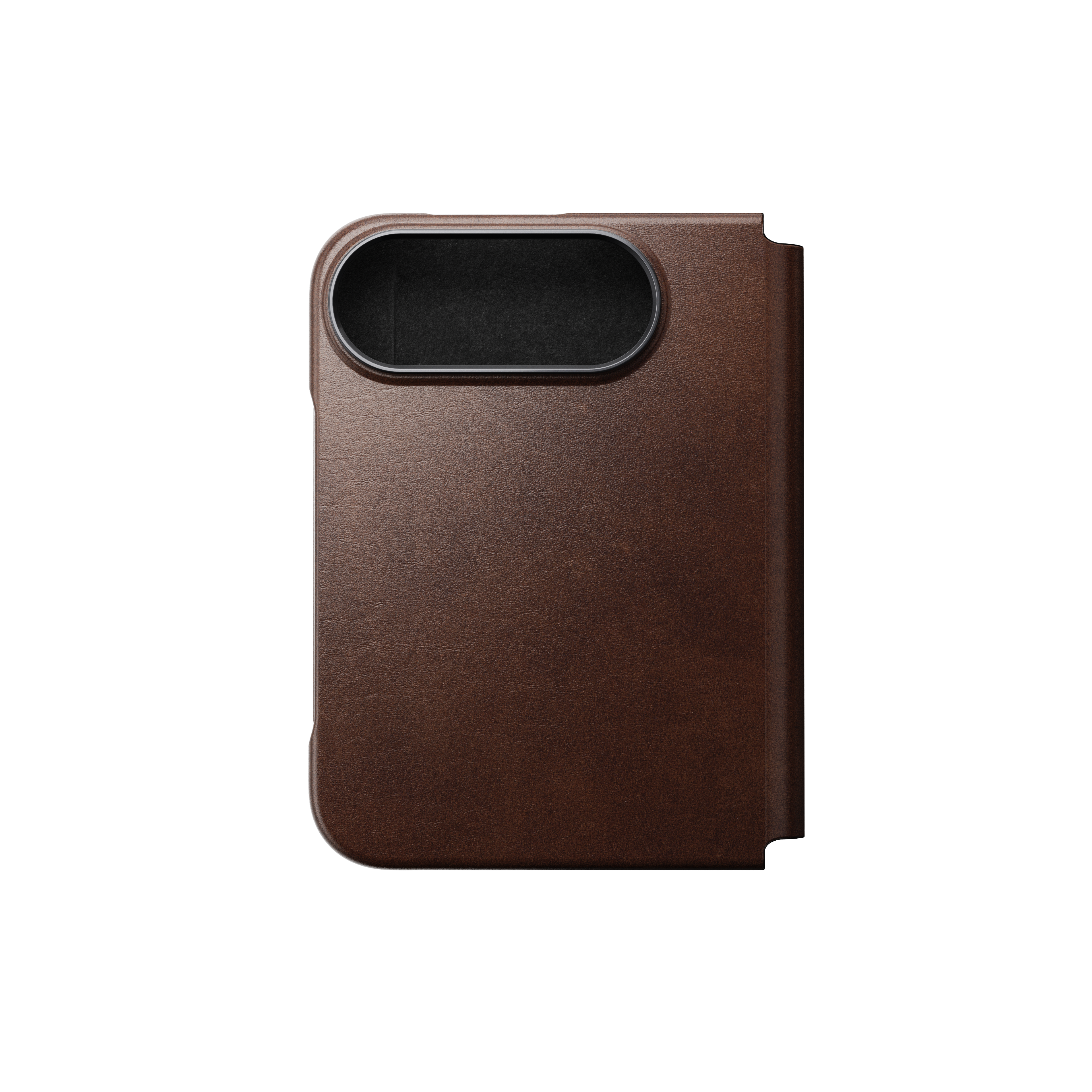 Nomad Traditional Leather Folio Case for iPhone Fold - Rustic Brown Horween