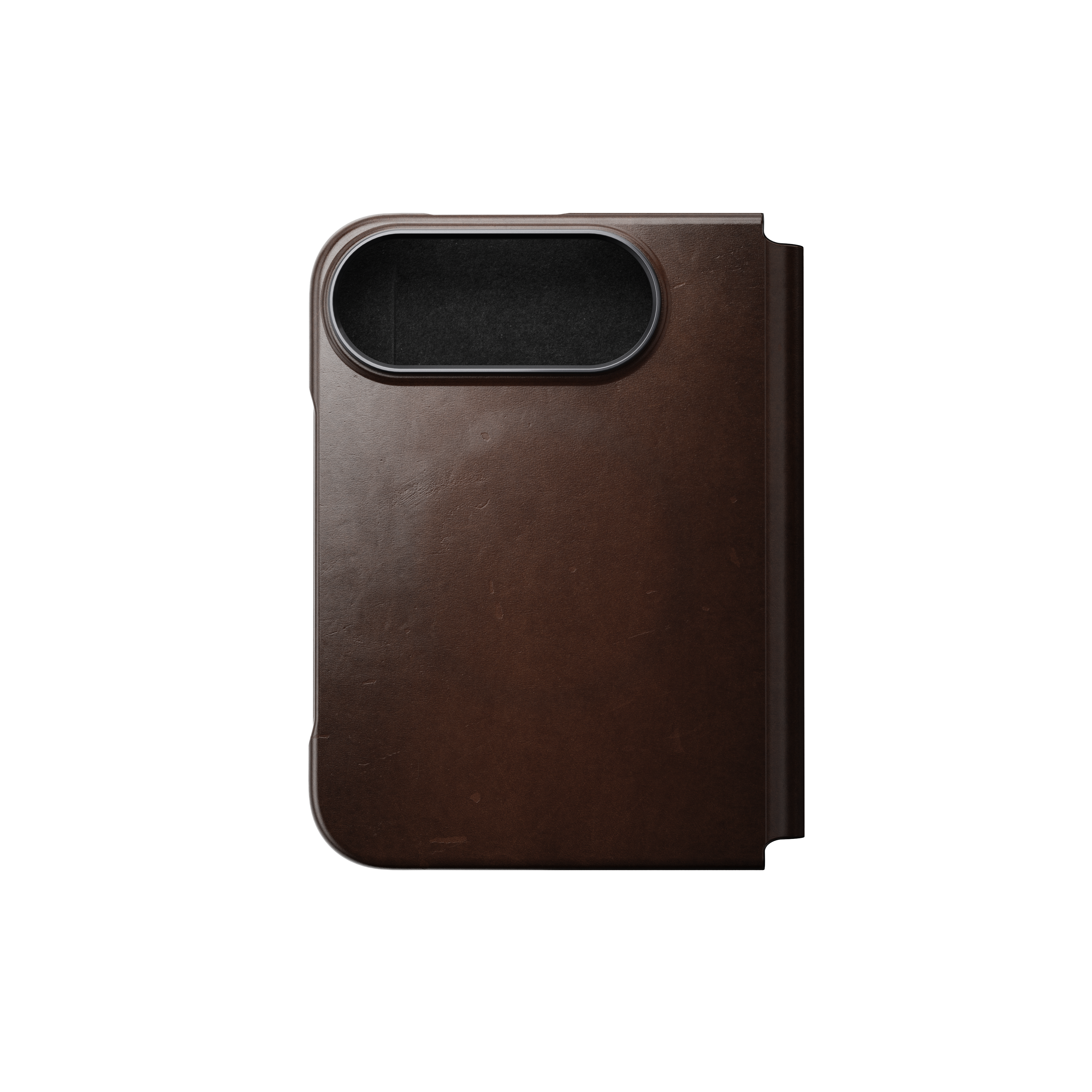 Nomad Traditional Leather Folio Case for iPhone Fold - Rustic Brown Horween