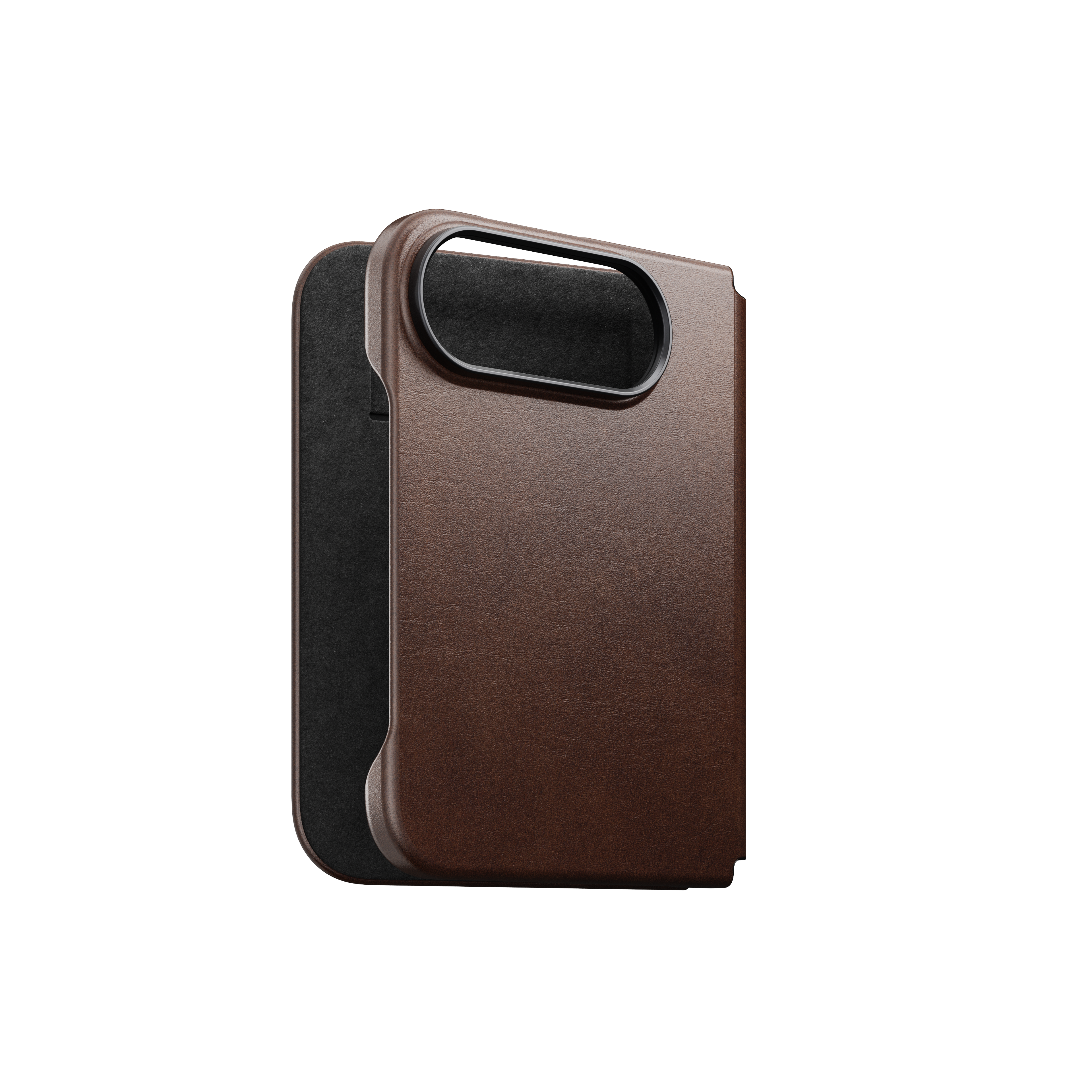 Nomad Traditional Leather Folio Case for iPhone Fold - Rustic Brown Horween