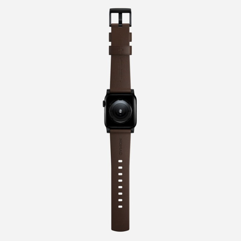Nomad Modern Band Leather Bracelet for Apple Watch 42-49 & Ultra 1 - 3 - Brown (Black Hardware)