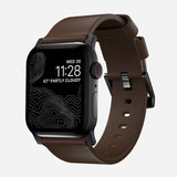 Nomad Modern Band Leather Bracelet for Apple Watch 44-49 & Ultra 1 - 3 - Brown (Black Hardware)