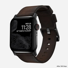 Nomad Modern Band Leather Bracelet for Apple Watch 42-49 & Ultra 1 - 3 - Brown (Black Hardware)