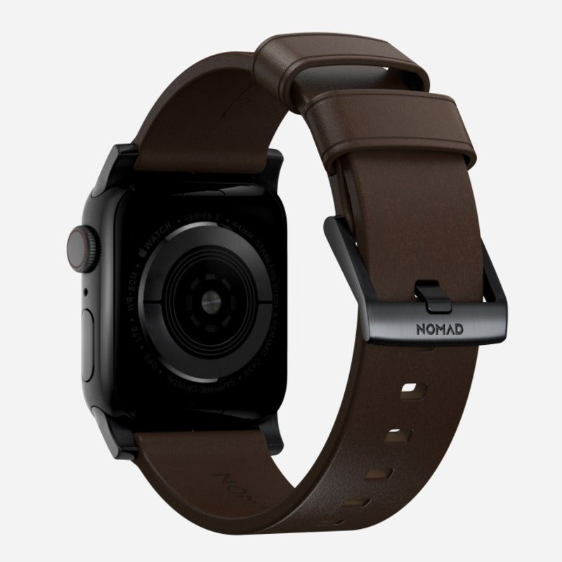 Nomad Modern Band Leather Bracelet for Apple Watch 42-49 & Ultra 1 - 3 - Brown (Black Hardware)