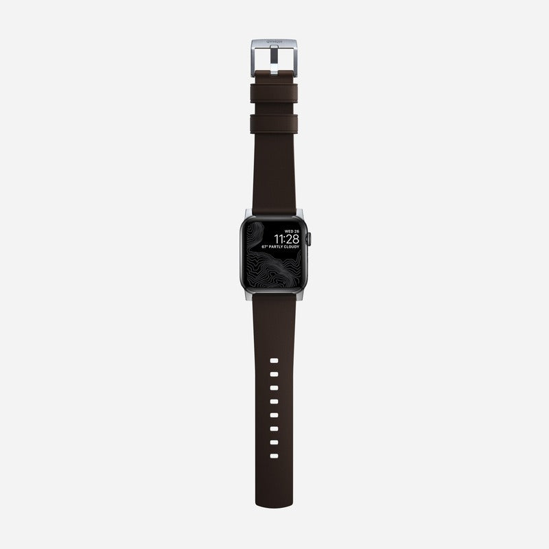 Nomad Active Band Pro 41mm Silver Hardware Leather Bracelet - Classic Brown