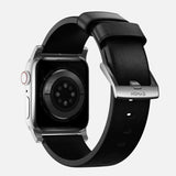 Nomad Modern Band 45mm Silver Hardware Horween Leather Bracelet - Black