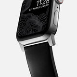 Nomad Modern Band 45mm Silver Hardware Horween Leather Bracelet - Black