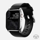 Nomad Modern Band 45mm Silver Hardware Horween Leather Bracelet - Black