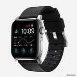 Nomad Active Band Pro 45mm Silver Hardware Leather Bracelet - Black