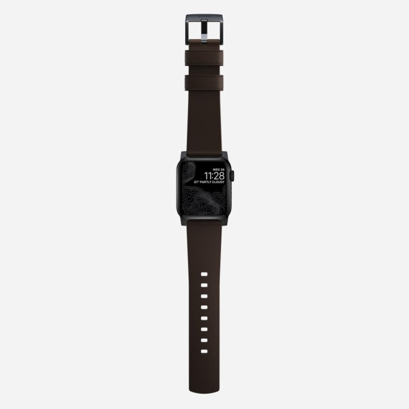 Nomad Active Band Pro 42mm/44mm/45mm/46mm/49mm Black Hardware Leather Bracelet - Classic Brown
