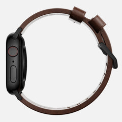 Nomad Modern Band Horween Leather Bracelet for Apple Watch 42-49 & Ultra 1 - 3 - Rustic Brown (Black Hardware)