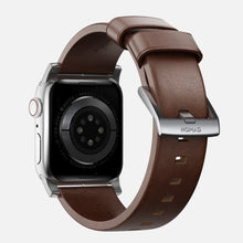 Load image into Gallery viewer, Nomad Modern Band 42mm/44mm/45mm/49mm Silver Hardware w/ Horween Leather for Apple Watch Rustic Brown