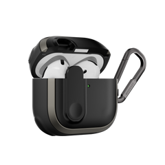 MAGEASY Odyssey AirPods 4 shockproof case in Metal Black, side profile showing protective shell