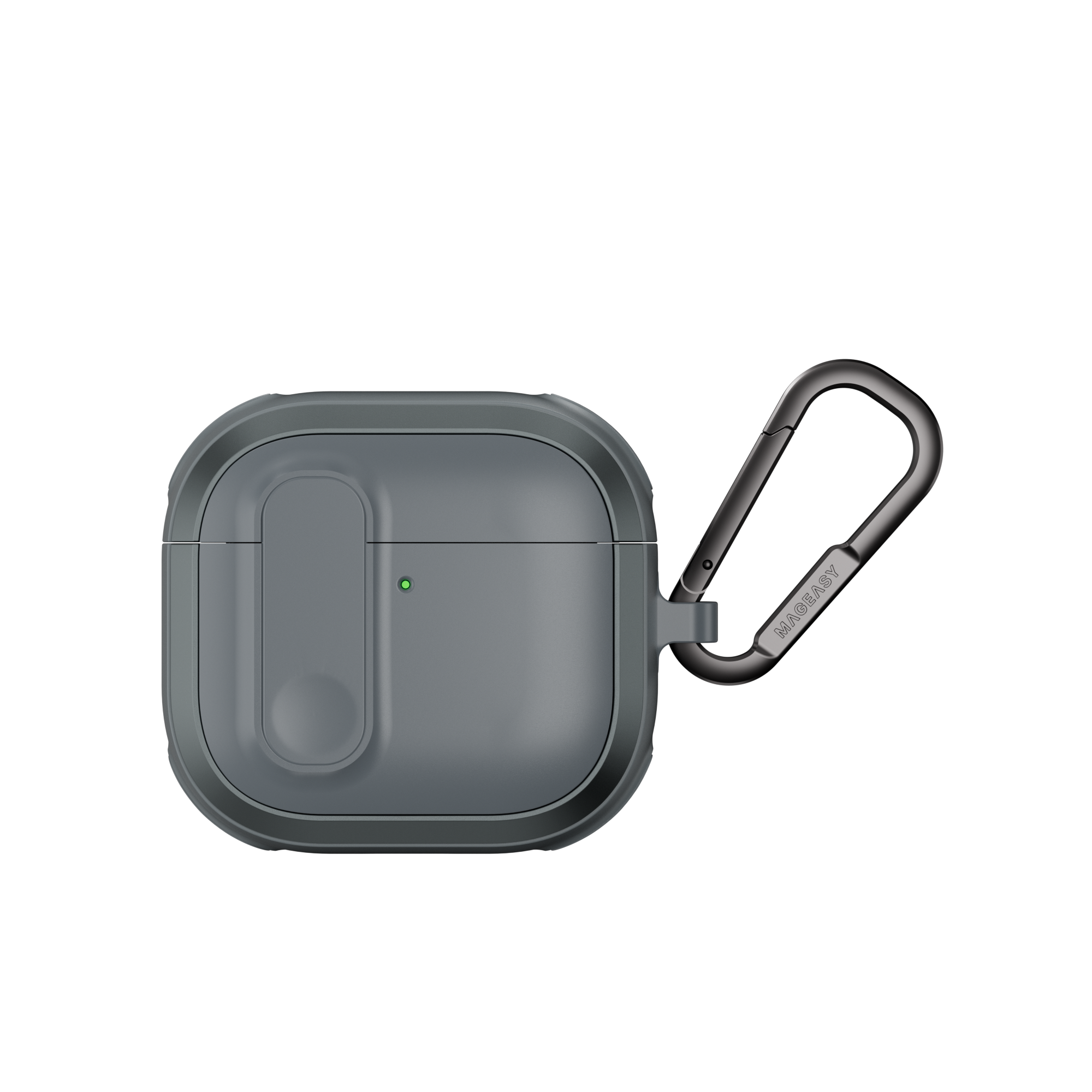 MAGEASY Odyssey AirPods 4 protective case in Metal Blue Gray, closed front view with secure latch