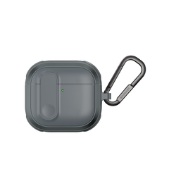 MAGEASY Odyssey AirPods 4 protective case in Metal Blue Gray, closed front view with secure latch