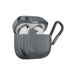 MAGEASY Odyssey AirPods 4 shockproof case in Metal Blue Gray, side profile showing protective shell