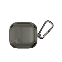 MAGEASY Odyssey AirPods 4 protective case in Metal Green, closed front view with secure latch