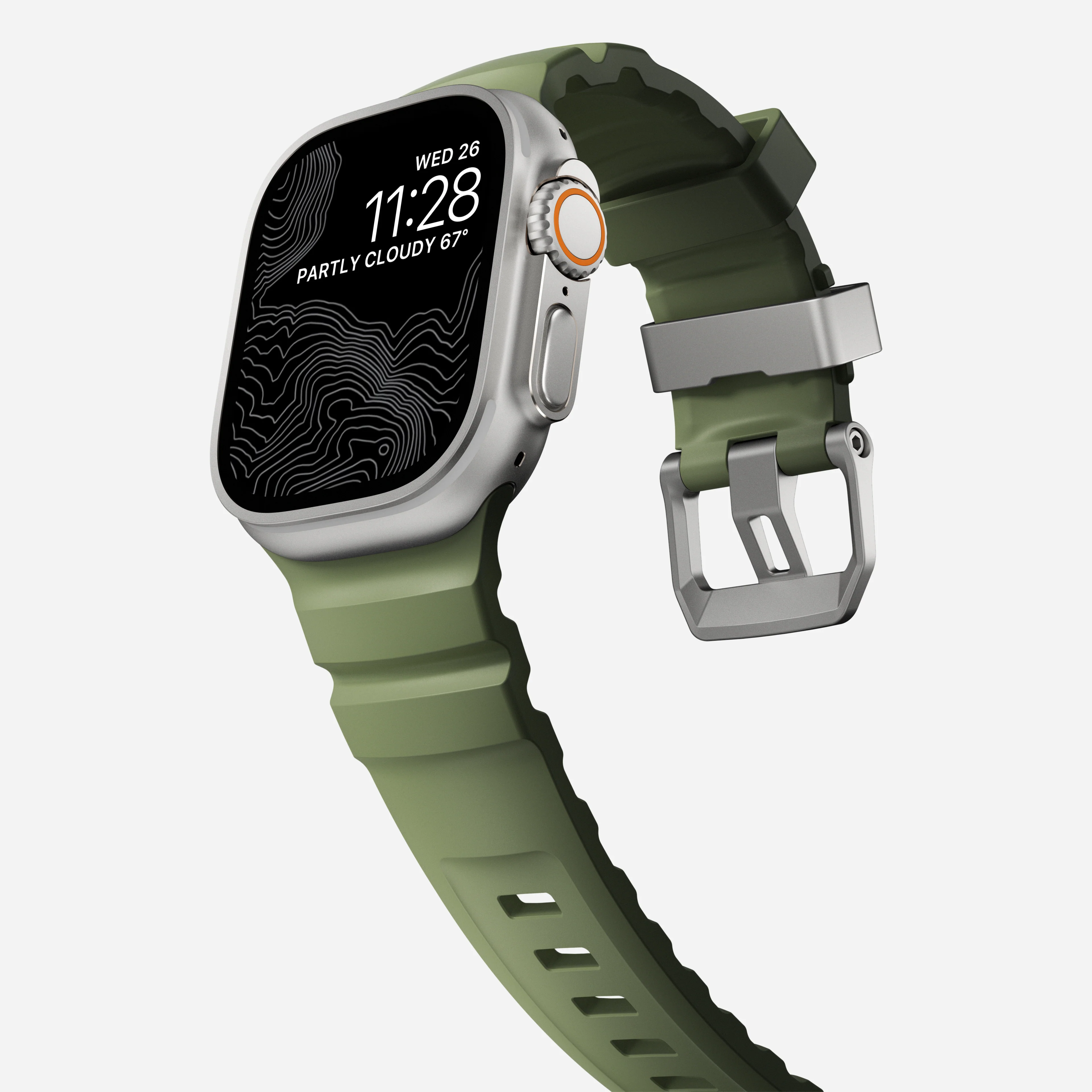 Nomad Rocky Point Band for Apple Watch 42-49 & Ultra 1 - 3 - Forest Green (Natural Hardware)