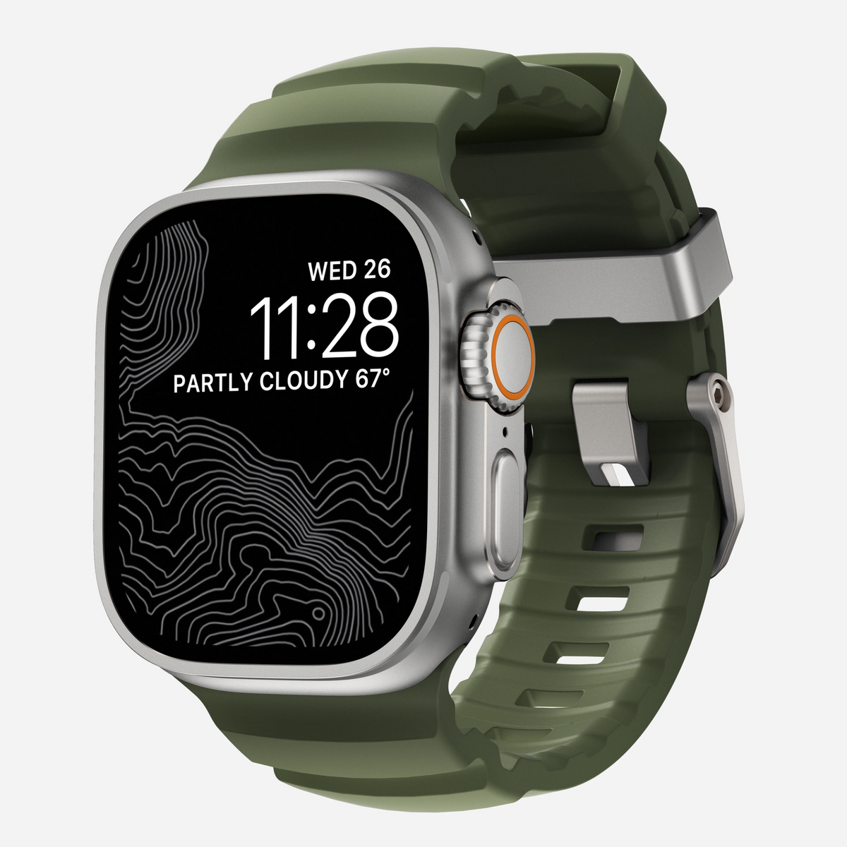 Nomad Rocky Point Band for Apple Watch 42-49 & Ultra 1 - 3 - Forest Green (Natural Hardware)