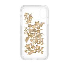 Load image into Gallery viewer, Speck Presidio Clear + Print Impact Protection Case For iPhone XS / X - Shimmer Floral Metallic Gold Yellow