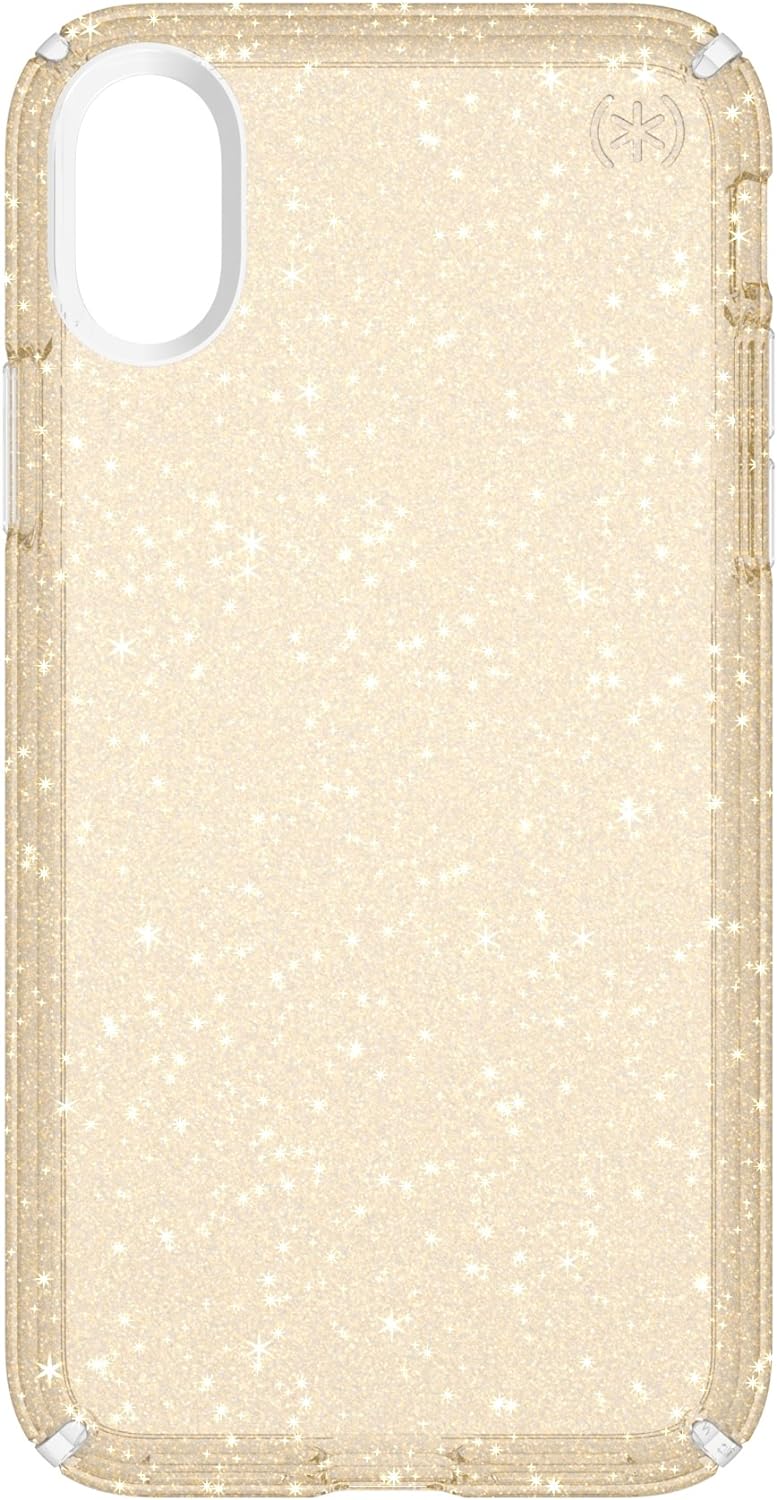 Speck Presidio Clear + Glitter Case For iPhone XS / X (BONUS Screen Protector!!)