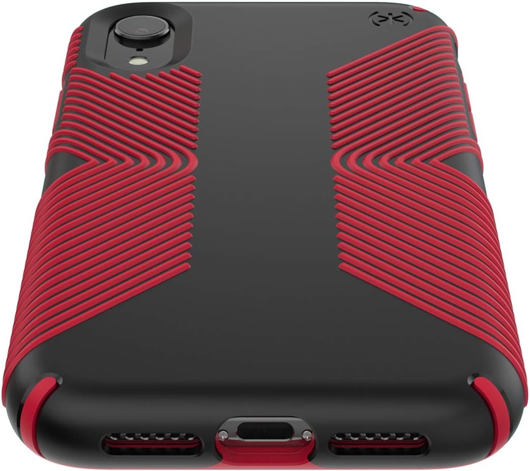 Speck Presidio Grip Case For iPhone X / XS - Black & Red (BONUS Screen Protector!!)
