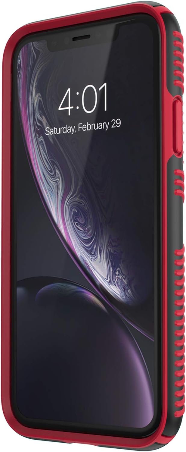 Speck Presidio Grip Case For iPhone X / XS - Black & Red (BONUS Screen Protector!!)