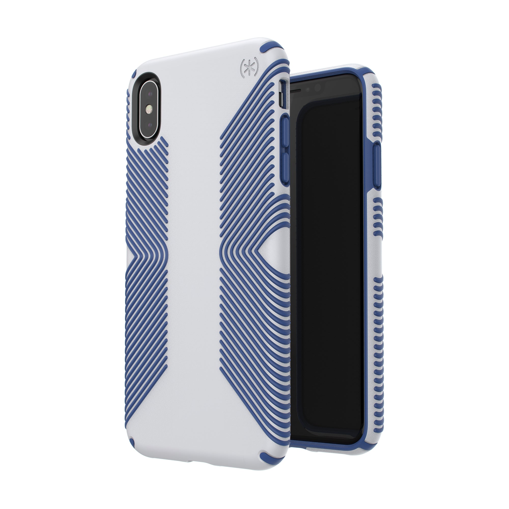 Speck Presidio Grip 3M / 10FT Drop Protection Slim Rugged Case For iPhone XS Max - Microchip Grey & Ballpoint Blue