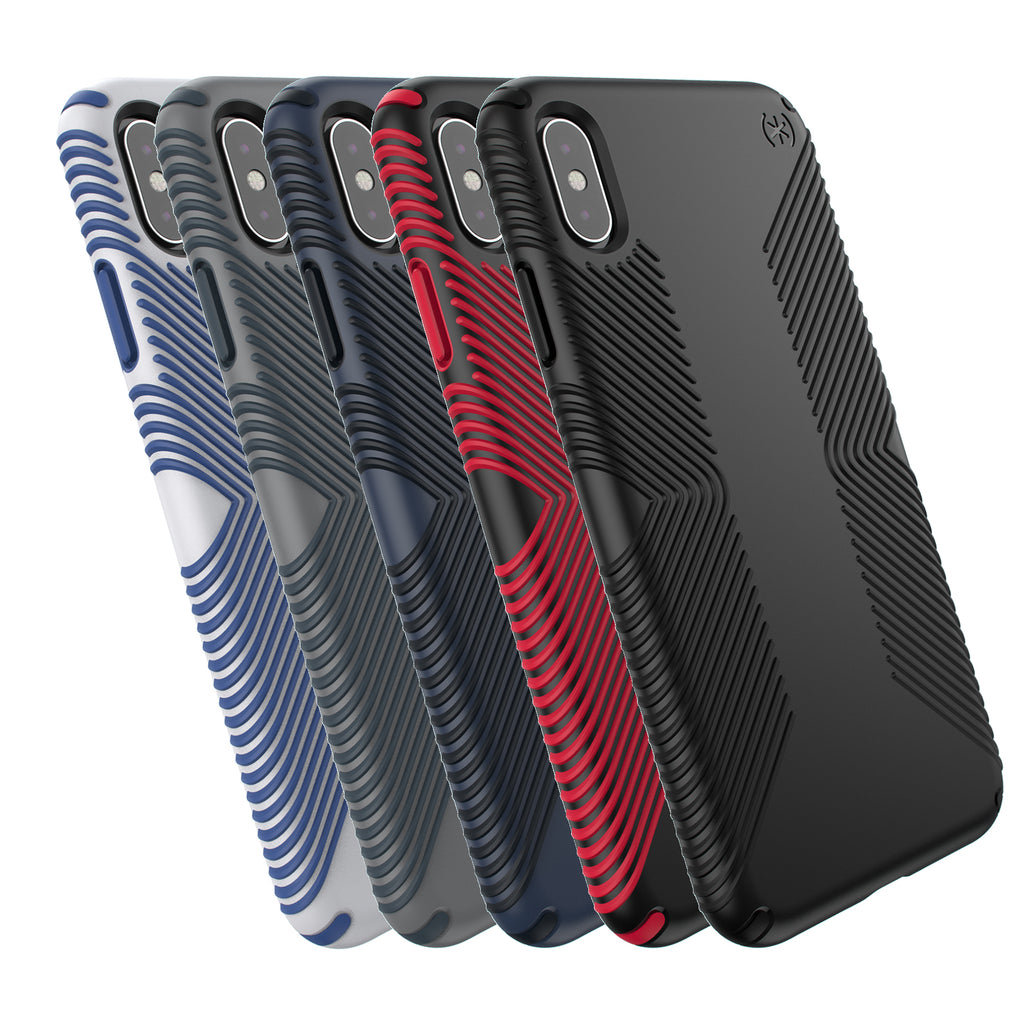 Speck Presidio Grip 3M / 10FT Drop Protection Slim Rugged Case For iPhone XS Max - Microchip Grey & Ballpoint Blue