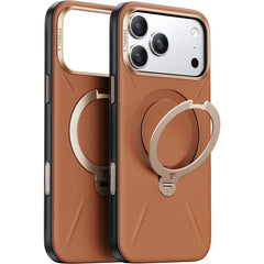 Torras Ostand Spin Vegan Leather MagSafe Case iPhone 17 Pro - Elegant Brown