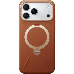 Torras Ostand Spin Vegan Leather MagSafe Case iPhone 17 Pro - Elegant Brown