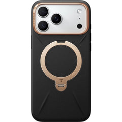 Torras Ostand Spin Vegan Leather MagSafe Case iPhone 17 Pro Max - Black / Gold