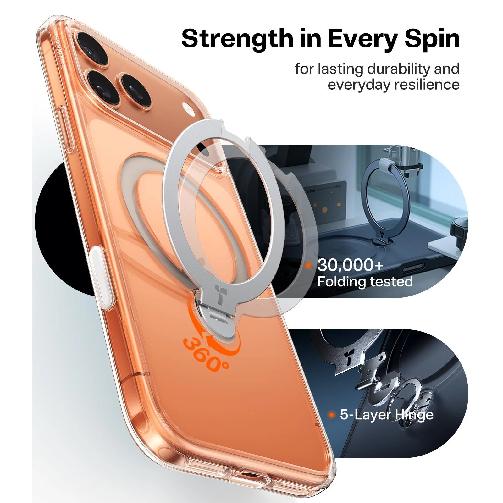 Torras Ostand Spin MagSafe Case iPhone 17 Pro - Clear