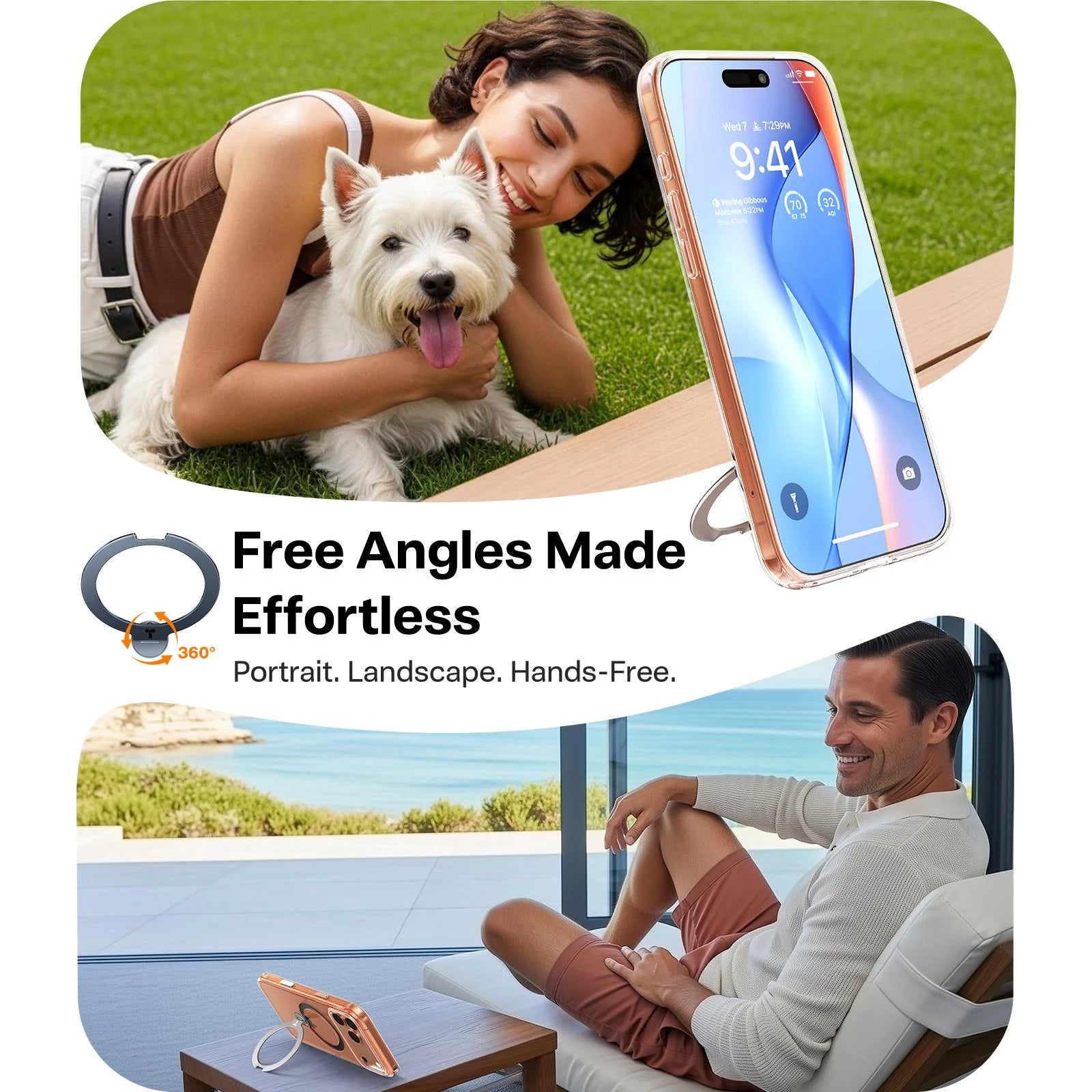 Torras Ostand Spin MagSafe Case iPhone 17 Pro - Clear