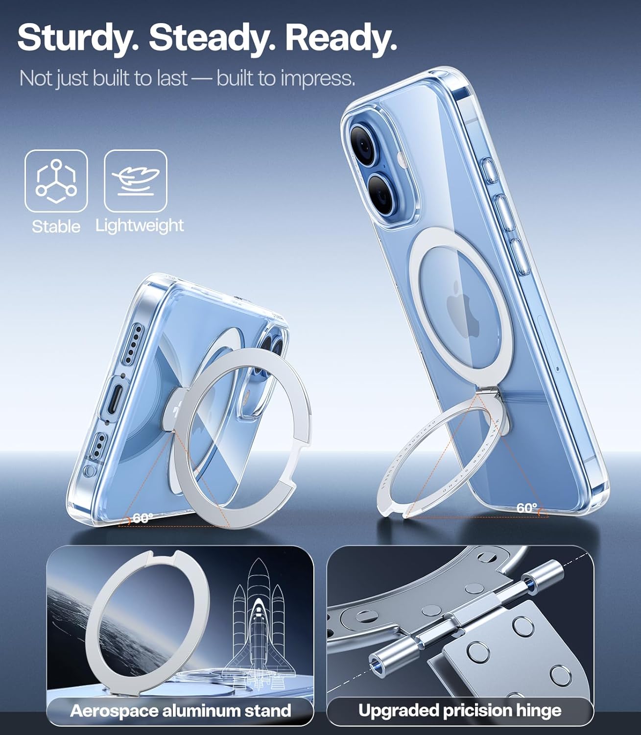 Torras Ostand Spin MagSafe Case iPhone 17 - Clear