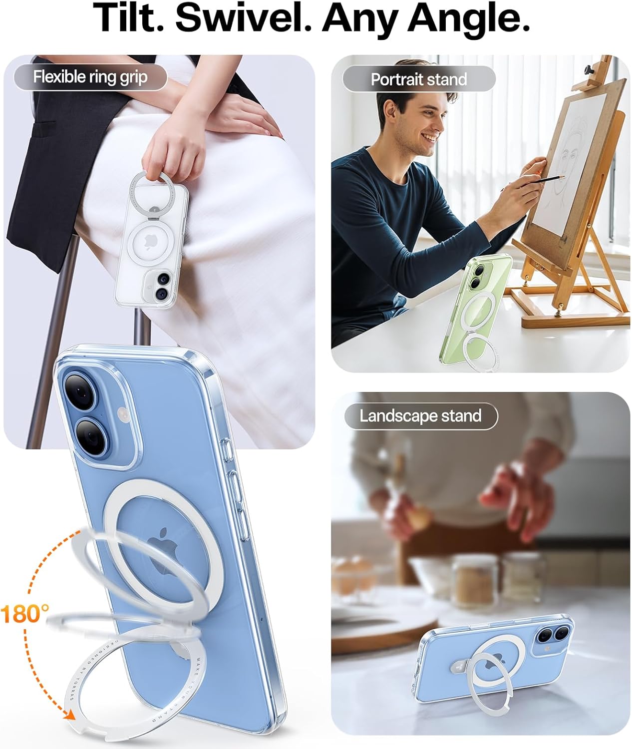 Torras Ostand Spin MagSafe Case iPhone 17 - Clear