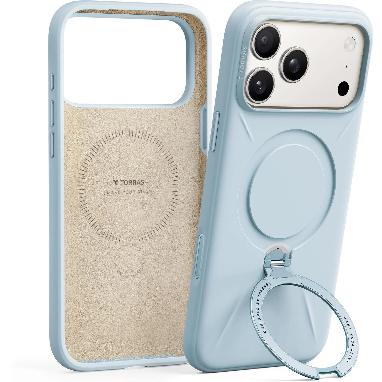 Torras Ostand Silicone MagSafe Case iPhone 17 Pro - Baby Blue