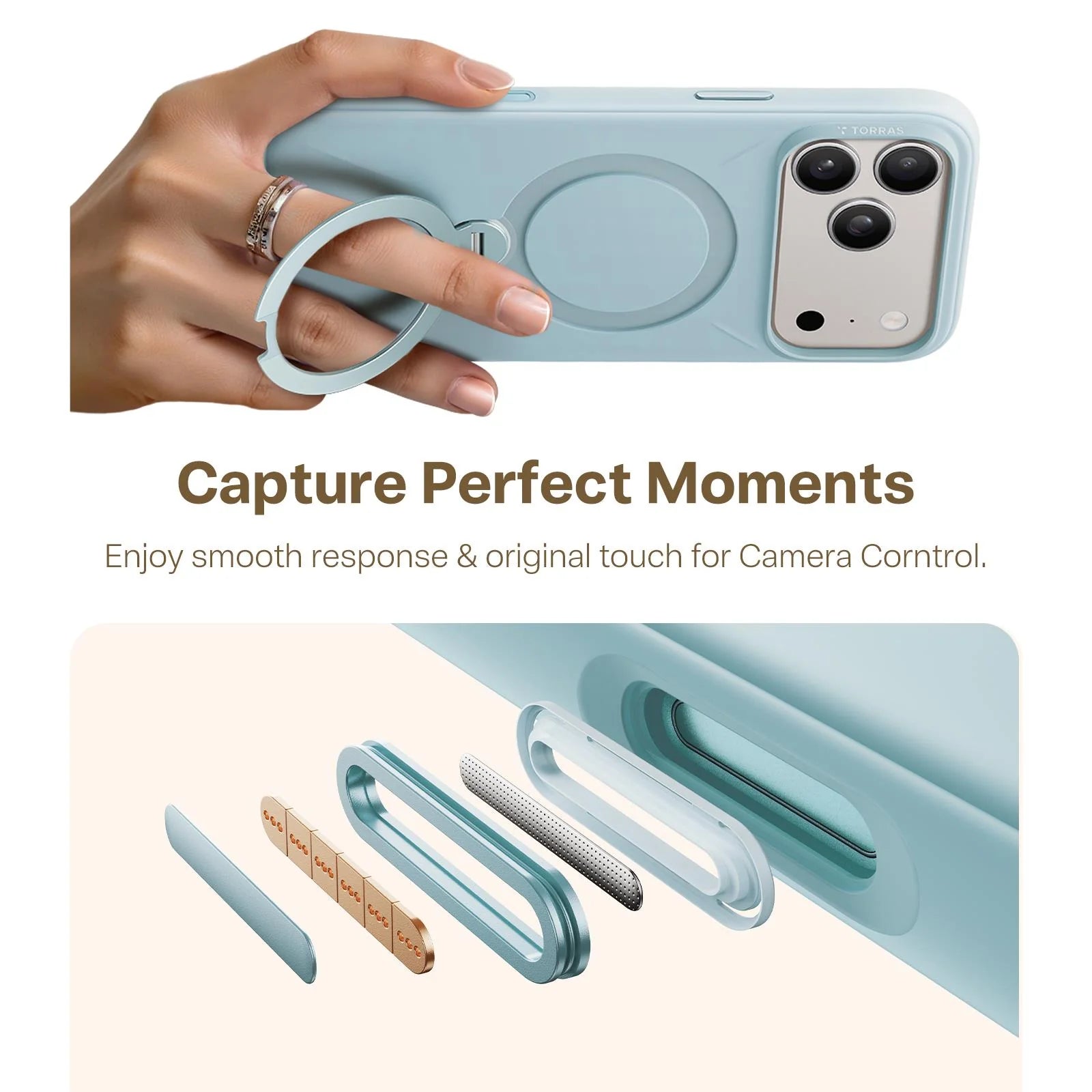 Torras Ostand Silicone MagSafe Case iPhone 17 Pro - Baby Blue