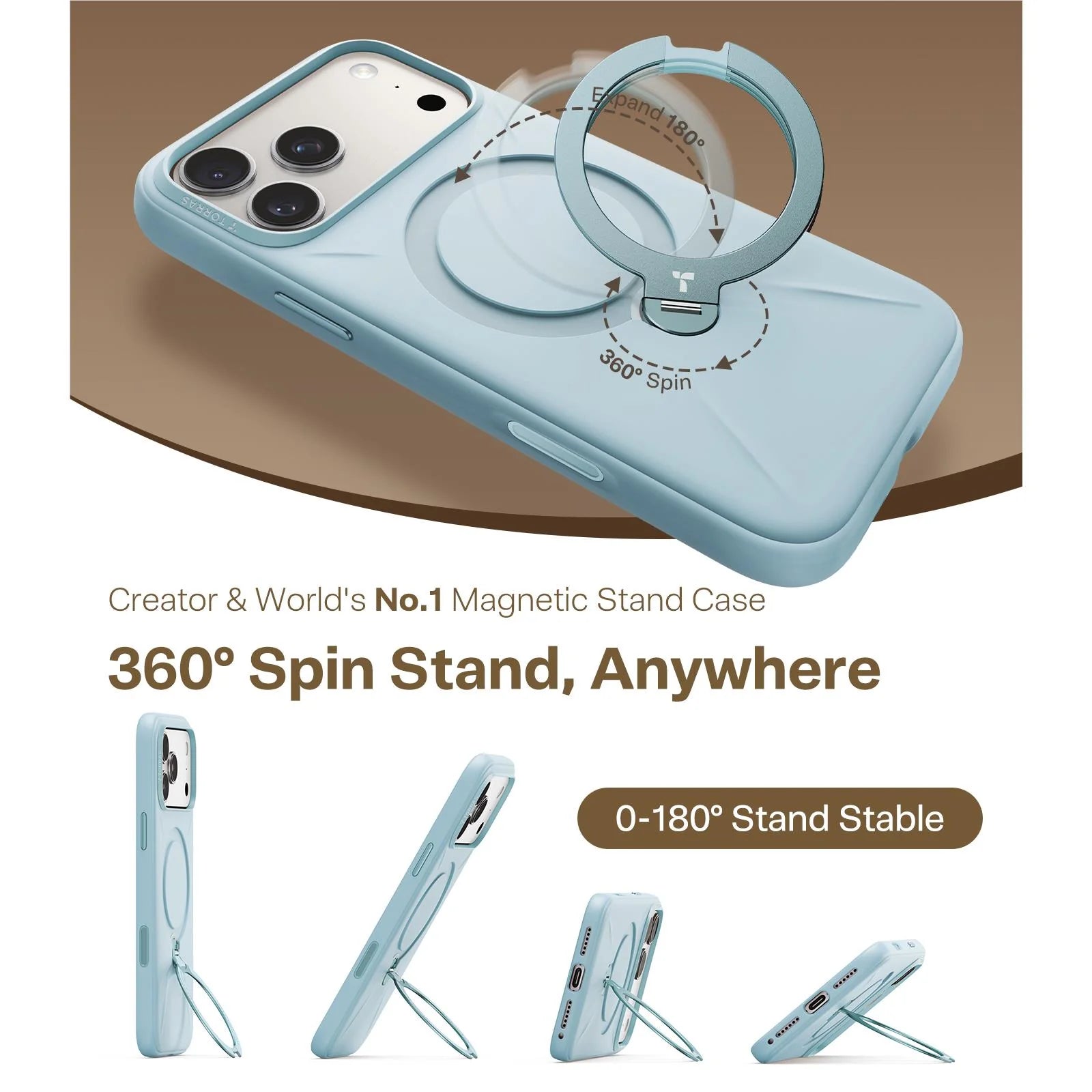 Torras Ostand Silicone MagSafe Case iPhone 17 Pro Max - Baby Blue