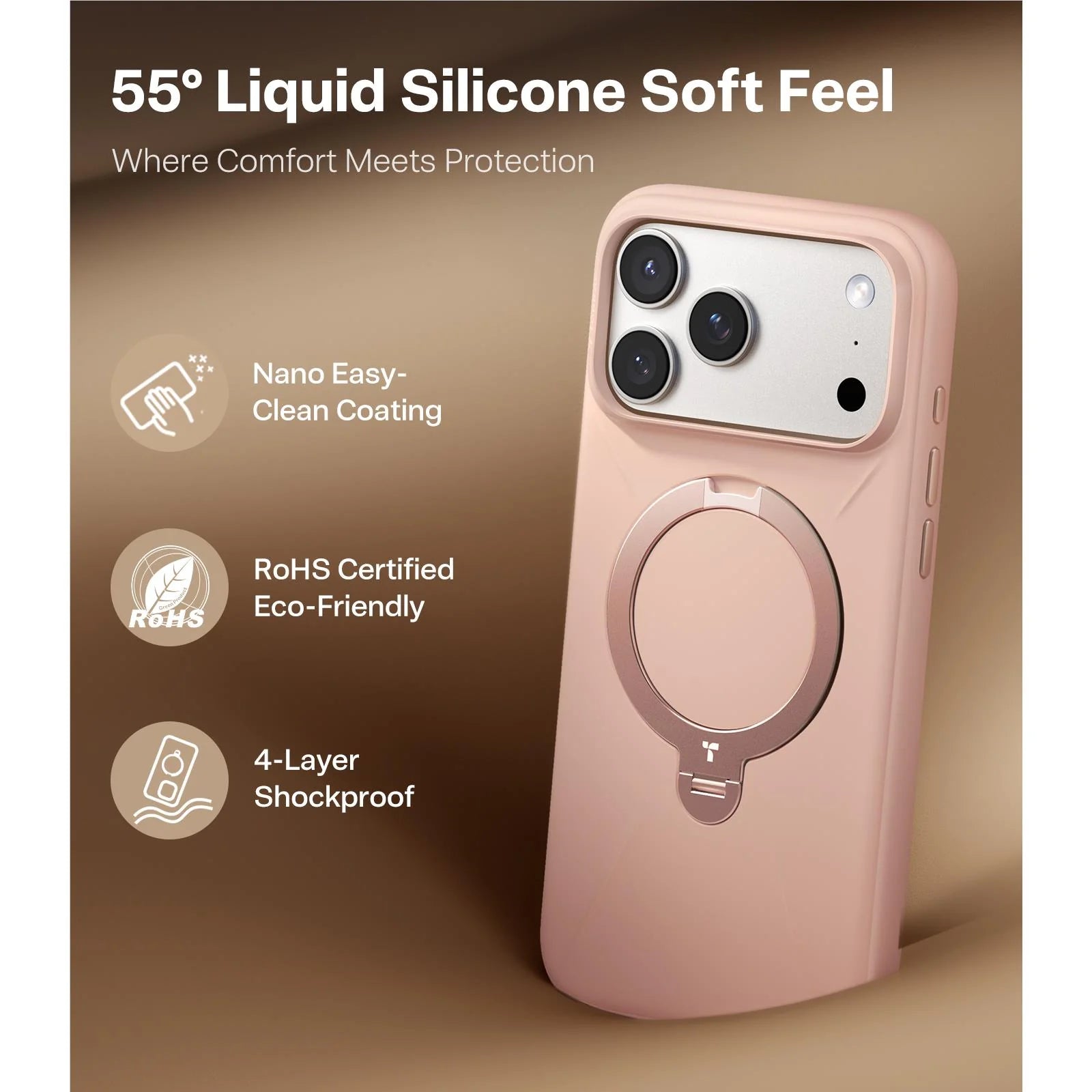 Torras Ostand Silicone MagSafe Case iPhone 17 Pro Max - Rain Mist Pink