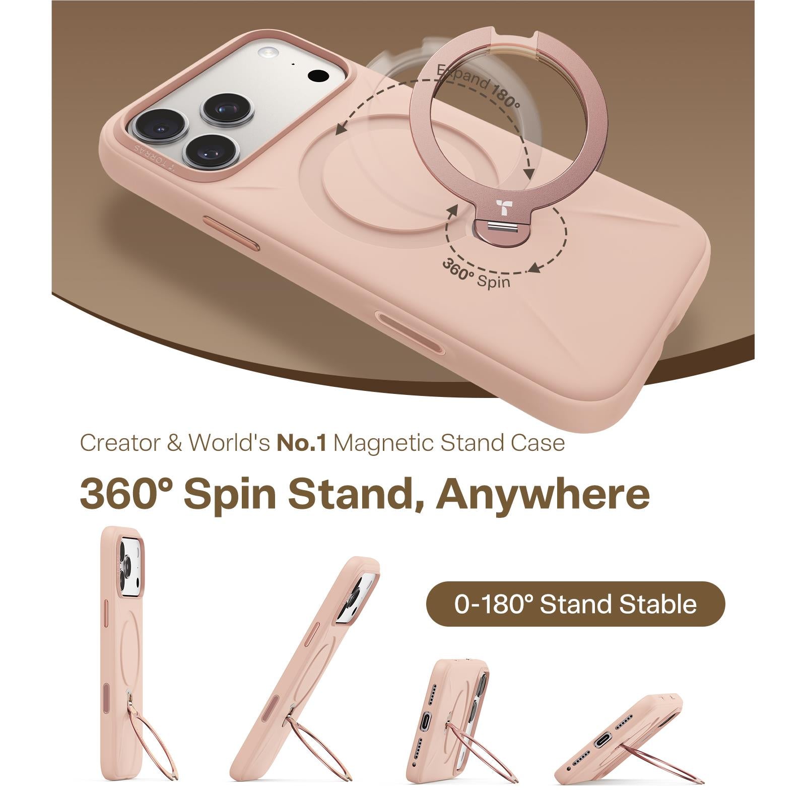 Torras Ostand Silicone MagSafe Case iPhone 17 Pro Max - Rain Mist Pink