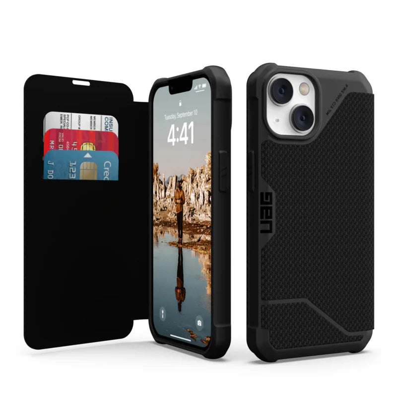 UAG Metropolis Rugged Folio Case Kevlar iPhone 14 / 13 Standard 6.1 Black