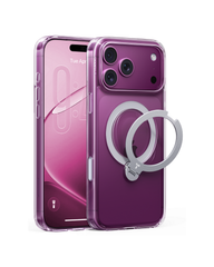 Torras Ostand Q3 Spin MagSafe Case iPhone 18 Pro Max - Clear/Silver