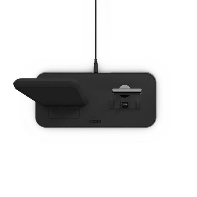 Zens Aluminium Dual Wireless Charging Dock for SmartPhone + Airpods - Black