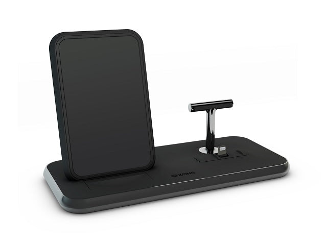 Zens Aluminium Dual Wireless Charging Dock for SmartPhone + Airpods - Black