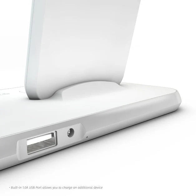 Zens Aluminium Dual Wireless Charging Dock for SmartPhone + Airpods - White