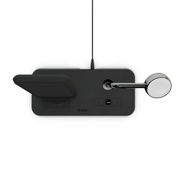 Zens Aluminium Dual Wireless Charging Dock for SmartPhone + Apple Watch + Airpods - Black