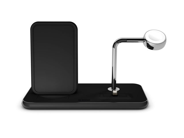 Zens Aluminium Dual Wireless Charging Dock for SmartPhone + Apple Watch + Airpods - Black