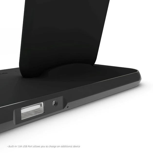 Zens Aluminium Dual Wireless Charging Dock for SmartPhone + Apple Watch + Airpods - Black