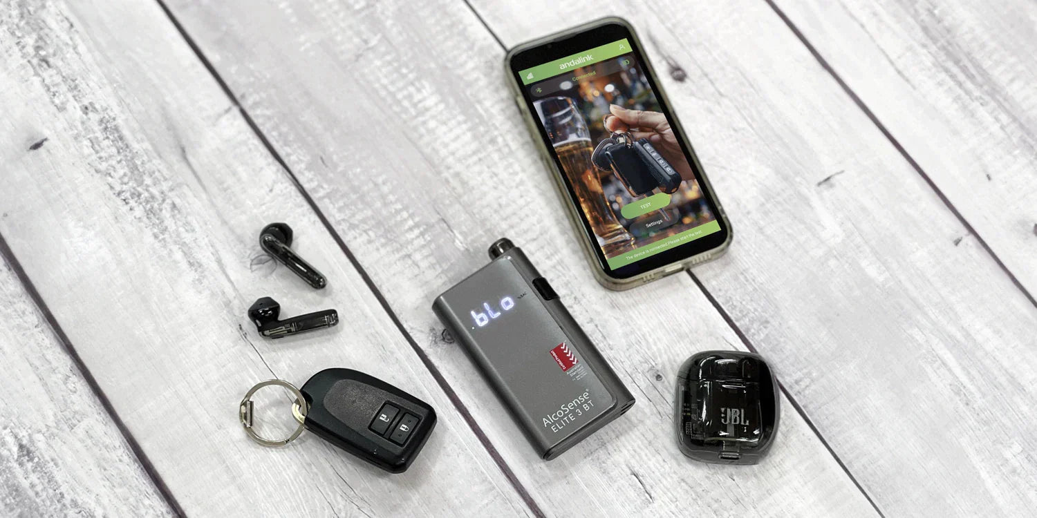 Andatech Alcohol Personal Breathalyser AlcoSense Elite 3 with Bluetooth - Black