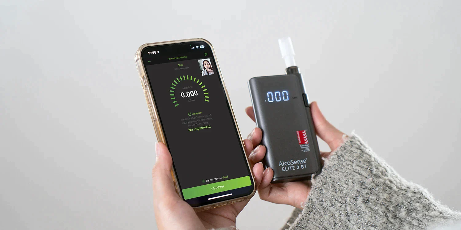 Andatech Alcohol Personal Breathalyser AlcoSense Elite 3 with Bluetooth - Black